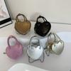 Street Chic Pu Small Square Bag Trendy Heart-shaped Zipper Closure Shoulder Bag Silver