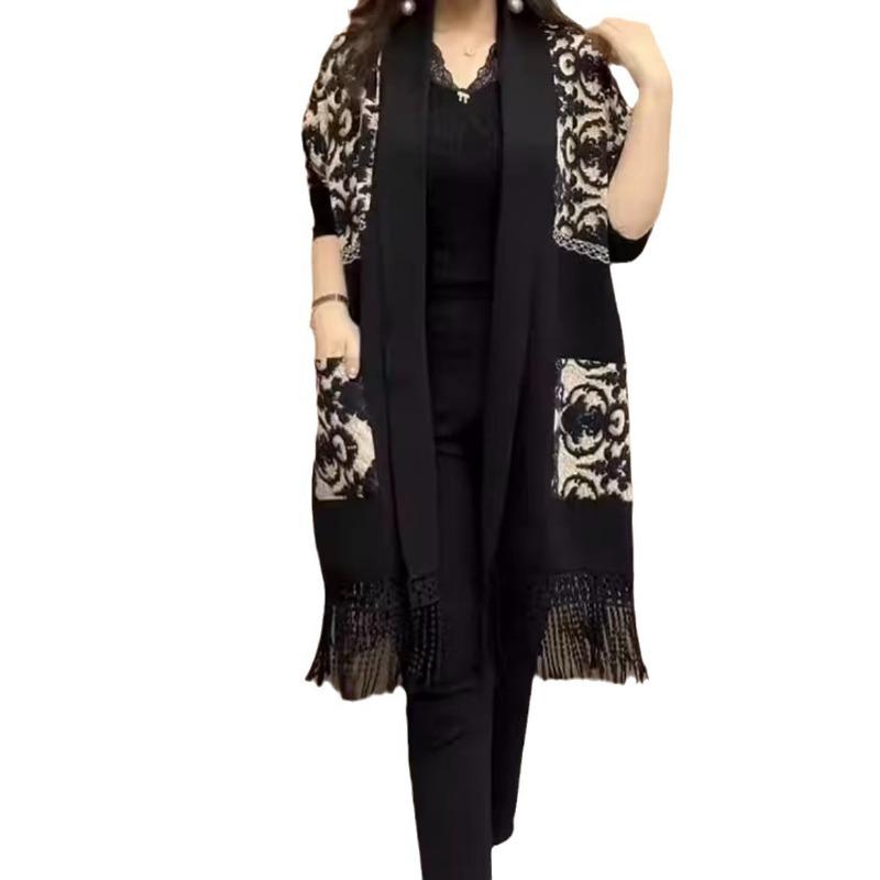 Middle-aged and elderly women's spring and autumn fashion long outer wear