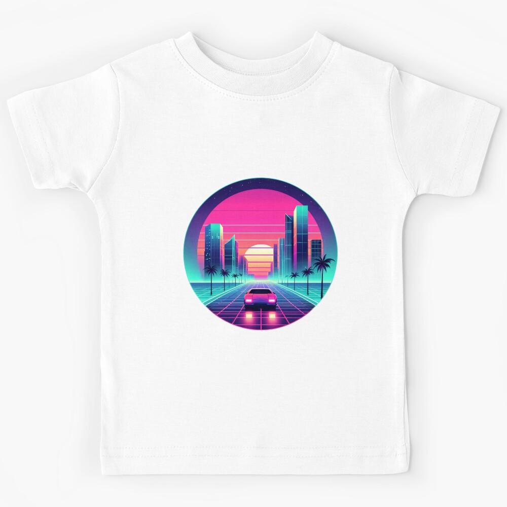 Retro Synthwave City Drive Kids T-Shirt 140