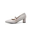 Beige Women Pumps Pointed Toe Med Heels Office Shoes Small Big Plus Size 30 48