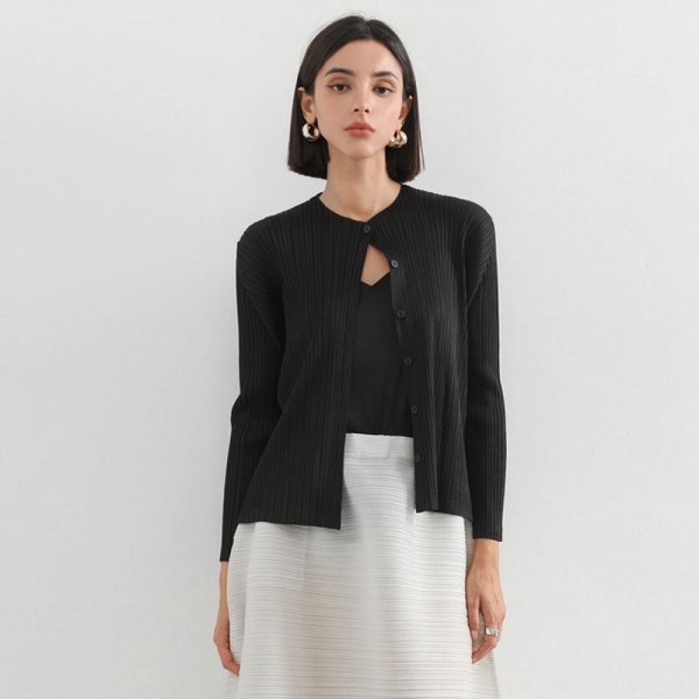 Pleats Mood Basic Button Pleats Cardigan