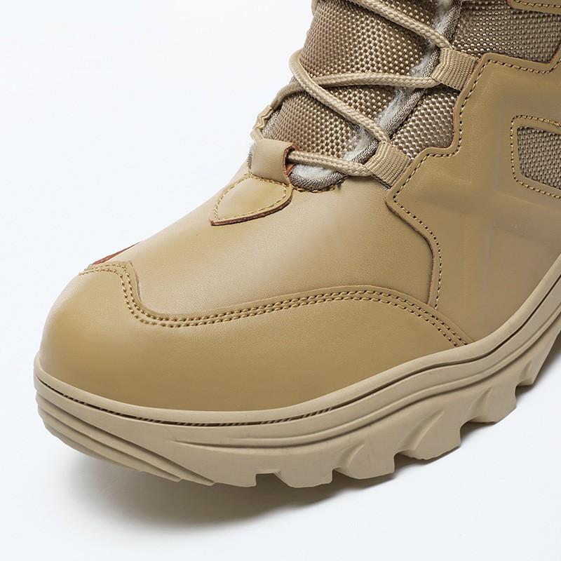 Mens Winter Snow Boots Waterproof Thick Fleece Lined Outdoor Tactical Hiking Mid-Calf Rubber Sole