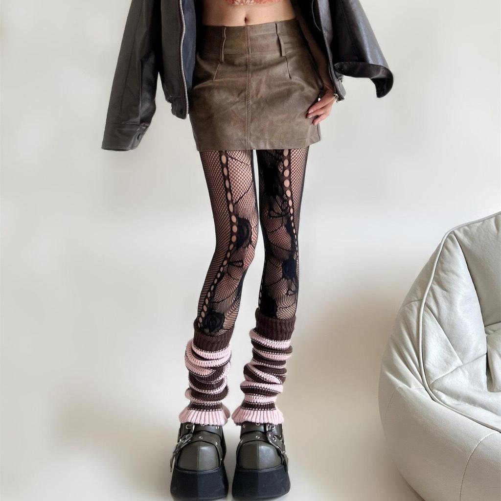 Spicy Y2K Cutout Lace Fishnet Stockings - Spring/Summer