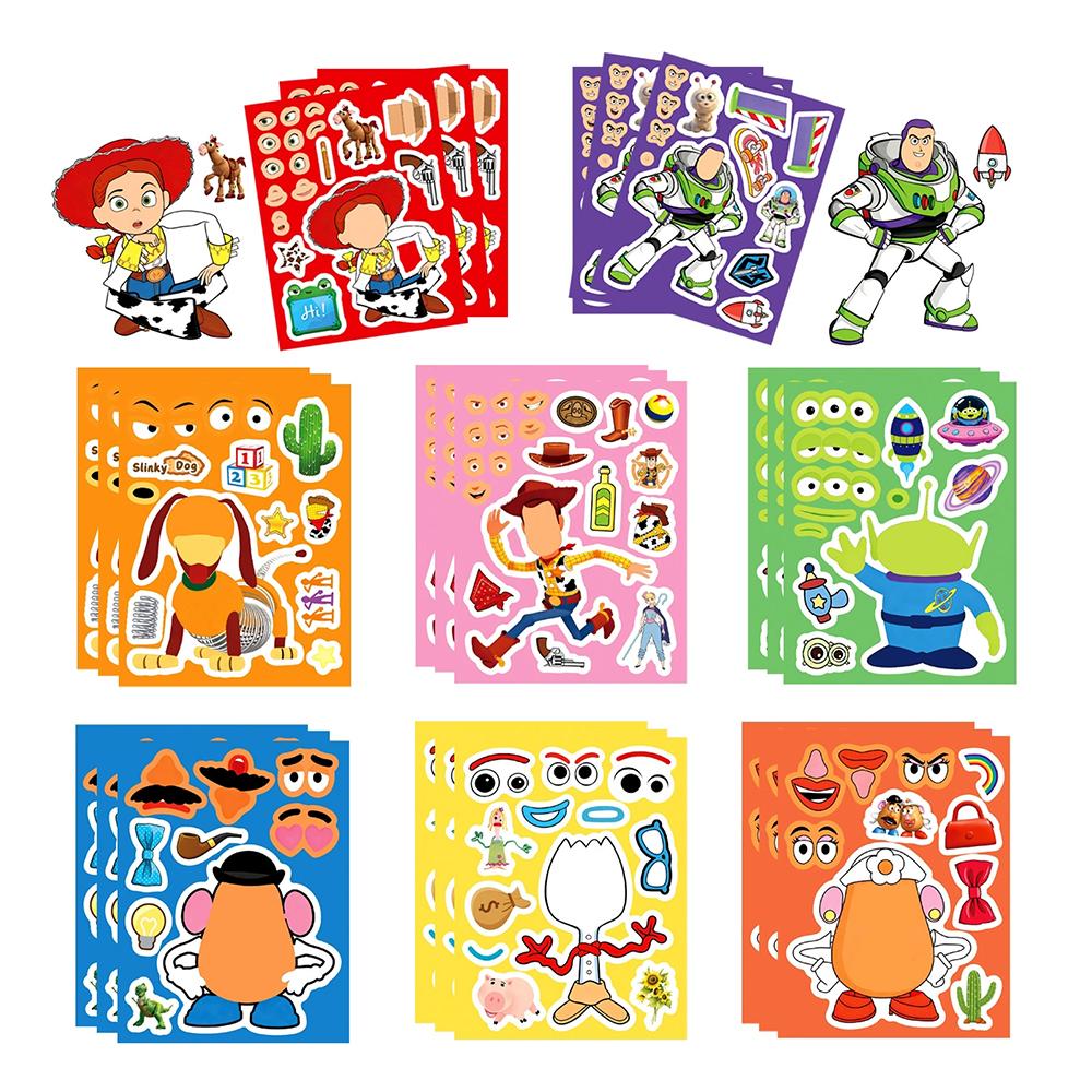 8/16Sheets Puzzle Stickers Game Make a Face DIY Assemble Jigsaw Toys Theme Party Decoration Decals Gifts