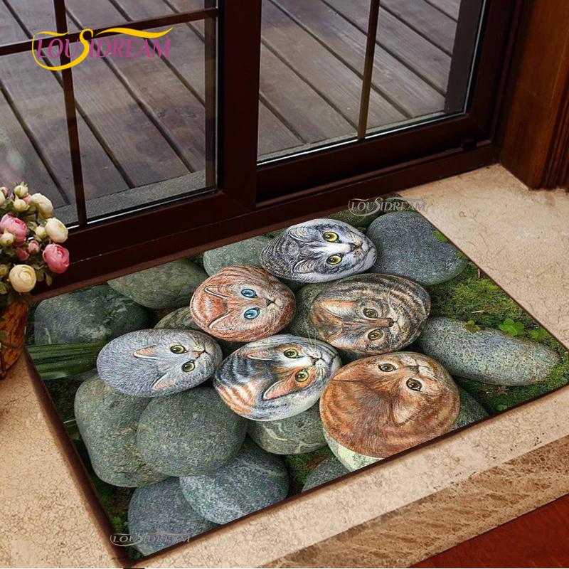 3D Cobblestone Welcome Entrance Doormats Cartoon Carpets Rugs For Home Bath Living Room Floor Stair Kitchen Hallway Non-Slip Mat