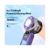 Portable Air Cooling Turbo Fan 3600mAh 100 Wind Speeds Adjustable Outdoor Foldable Handheld Fan with Lanyard White