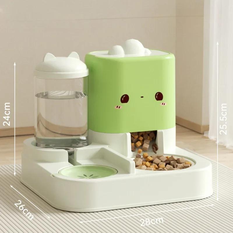 2-in-1 Automatic Feeder and Water Dispenser for Cats and Dogs - Universal Pet Supplies зелёный