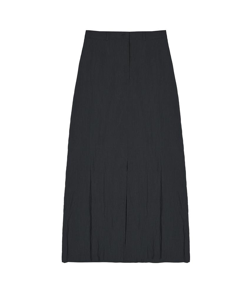 Nigaennikol Seersucker Slit Long Skirt_Navy