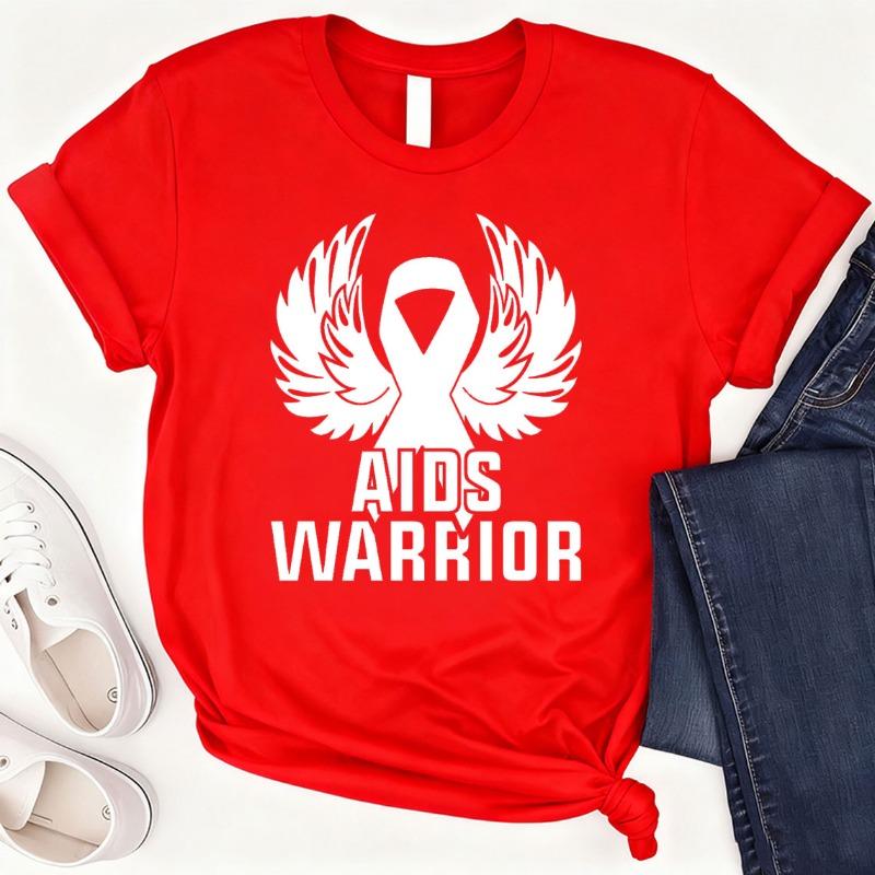 Aids Virus Warrior Shirt World Aids Day Fight Hiv Walk Shirts Fight Against Casual  Outdoors High Quality Cotton Shortsleev