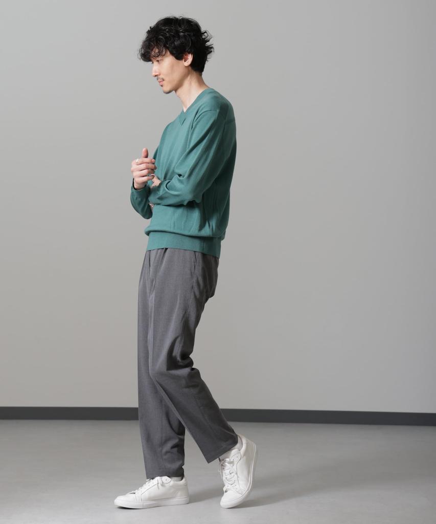 Nano Universe Fine Gauge XL Winter Knit Sweater Pill-Resistant Knit, V-Neck, Men's, (140), Green, 668-4222224,