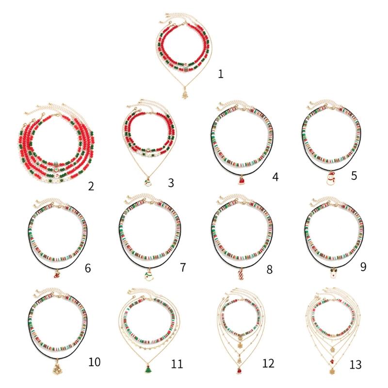Christmas Beaded Necklace Trendy Pendant Clavicle Chain Trendy Neck Jewelry Gift for Holiday Party Occasion & Daily Wear