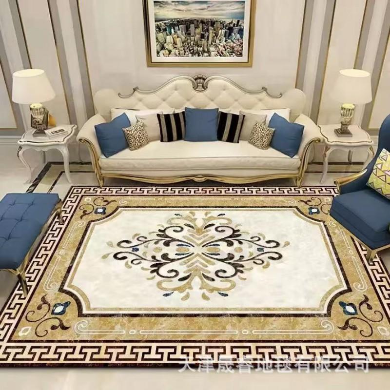 Modern Marble Print Area Rug Living Room Sofa Coffee Table Decorative Floor Mat Crystal Velvet Non-Slip Durable Washable
