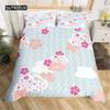 Set Biancheria da Letto Fiore di Ciliegio Giapponese Pittura Paesaggistica Set Copripiumino Stile Copripiumino Poliestere Coperta Trapuntata Artistica Camera da Letto