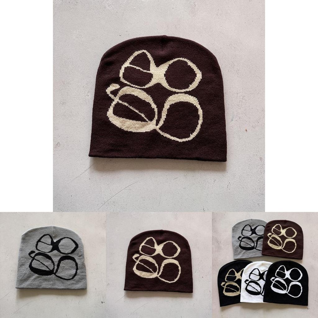 Knitted Letter Beanie Hat For Men Women Winter Streetwear Warm Acrylic Material
