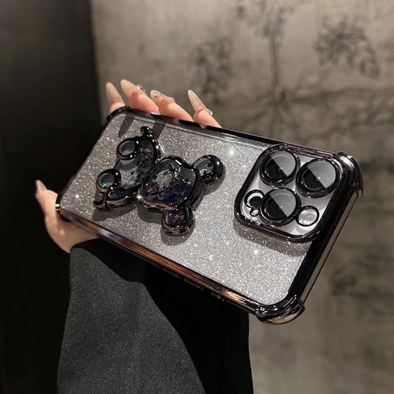 Quicksand Violent Bear Is Suitable for Iphone17 Mobile Phone Case, Apple 16 Four Corners Anti-drop 15ProMax All-inclusive Protective Case.
