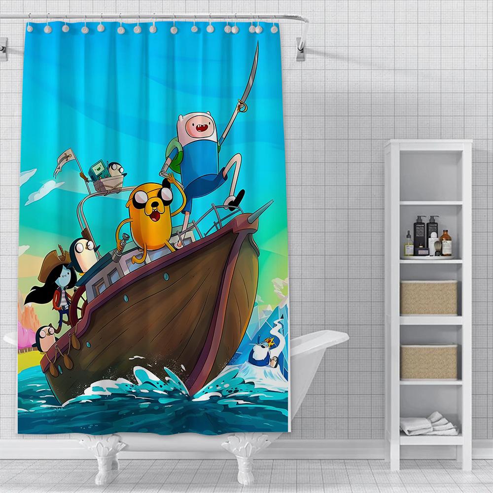 

Shower Curtain Waterproof Polyester Fabric Paint Colorful Bath Curtains Adventures Time Home Bathroom Decor Curtain With Hook W60H190(CM)-1 Pcs