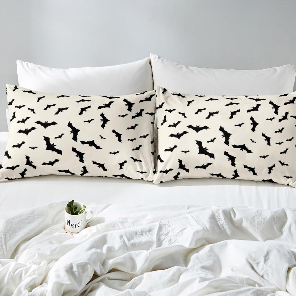 Halloween Bat Pattern Bed Hat Four-Piece Bedding Set Bedroom Dormitory Bedding Decoration