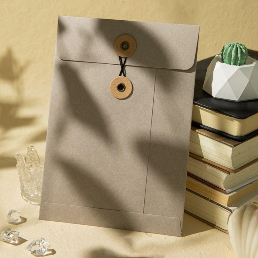 with String Tie Closure Clasp Vintage Brown Envelopes Simple Archive Bag  Decoration Gift