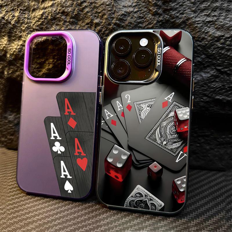 Poker for Iphone 16 7 8 Plus X XR XS MAX 11 12 13 Pro 14 15 16 17 Pro Max Shockproof Ultra-Thin Hard Cover Protective Phone Case