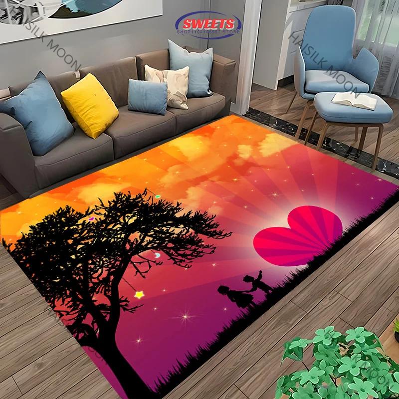 Виды Искусства Любовь Узорный Принт Ковер Спальня Гостиная Диван Балкон Коврик Четыре Сезона Необязательный Разный Размер Роскошный Подарок 40x60cm (16x24in)