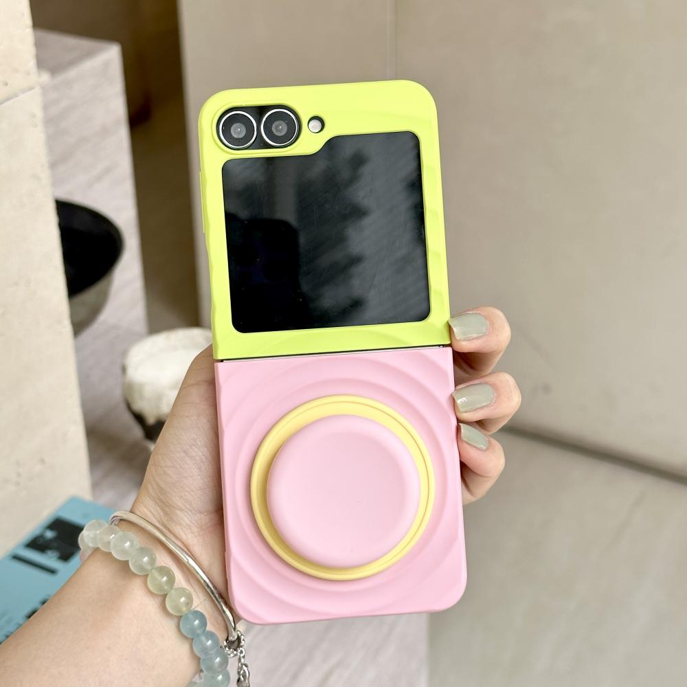 For Samsung Galaxy Z Flip 3 4 5 6 7 Case Magsafe Ripple Pattern Contrast Color Block Foldable Matte Anti-Slip Grip Cover