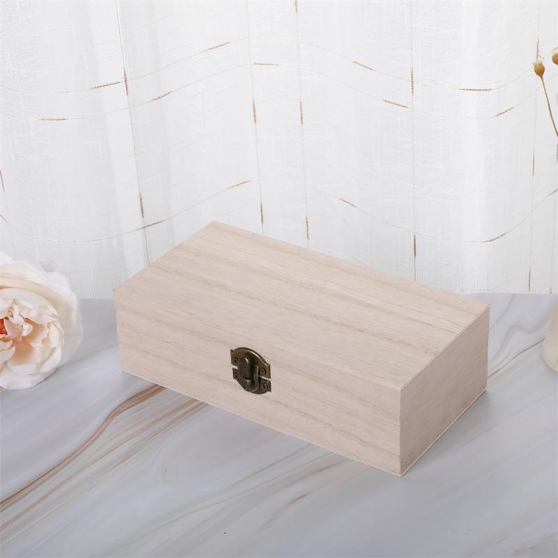 Travel Sundries Organizer Space Saving Lock Lid Carrying Wooden Storage Box Rectangle Dustproof Jewelry Case Makeup Crafts
