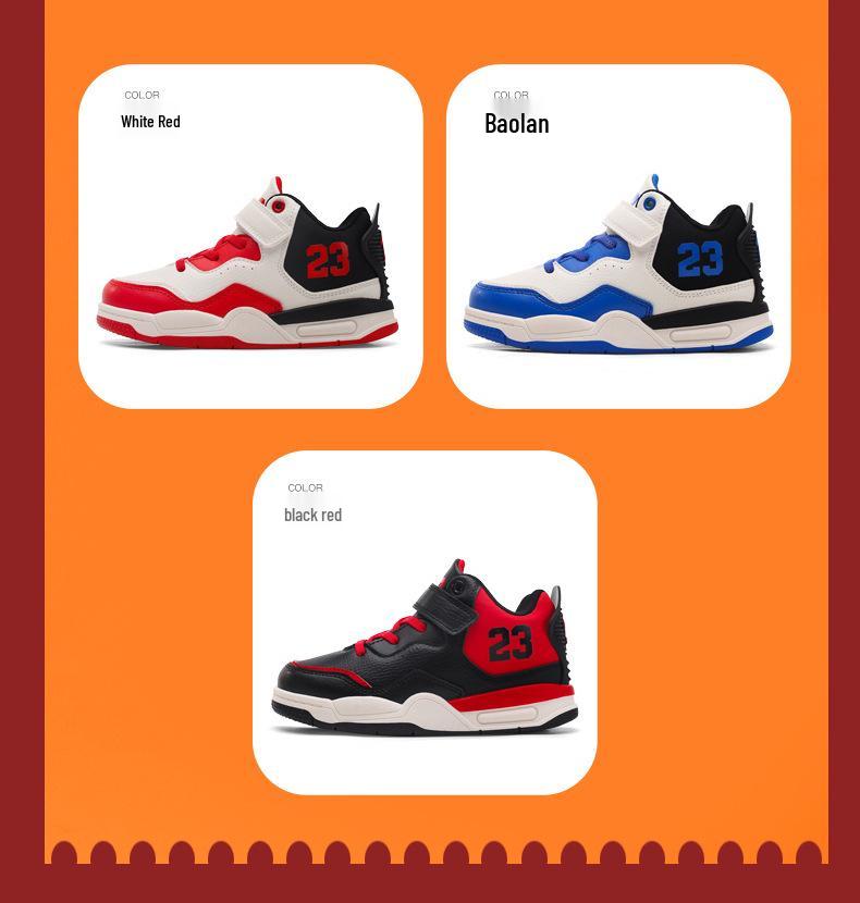 Boys' High-Top Leather Basketball Shoes - 2025 Winter Collection for Primary & Older Students