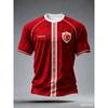 Türkei Fußballtrikot Rot Vollprint TÜRKIYE Halbmondstern Abzeichen Goldene Linie Ärmelmanschette Sportfan Kurzarm Unisex Oberteile Kleidung