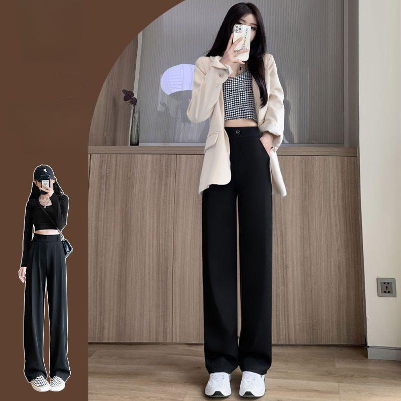 2023 Women's High-Waist Wide-Leg Slim Suit Pants – Stylish Spring/Summer Trousers