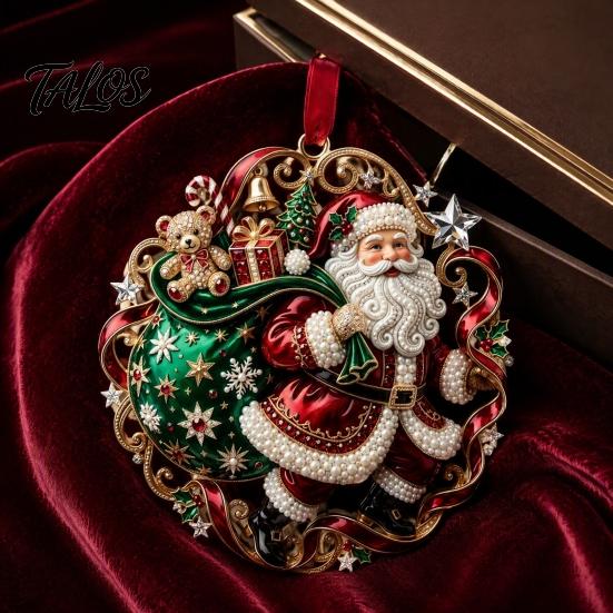 Festive Home Accents Cute Santa Christmas Ornaments, 2D Flat Acrylic Claus Hanging Ornaments Decoration for Holiday Tree, Indoor, Outdoor Party Decor