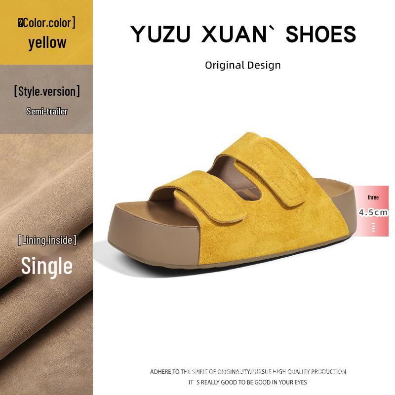 Nama Shoku Pan - Velcro Two-Strap Thick Sole Sandals 4.5CM