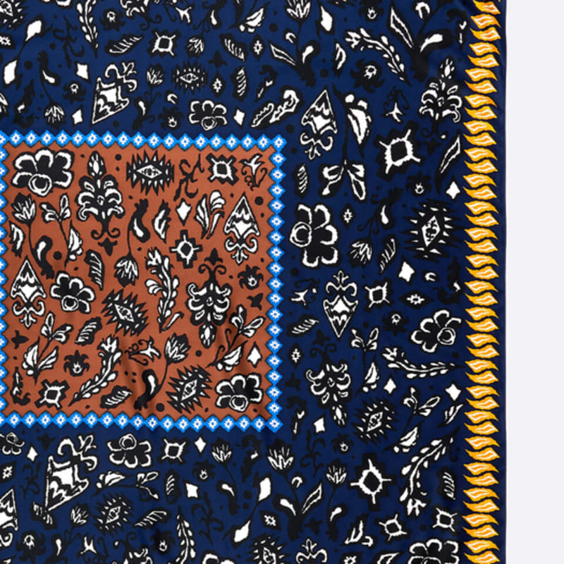 BIMBA Y LOLA Ikat Mix Print Navy Blue Scarf B256AIF003NYF