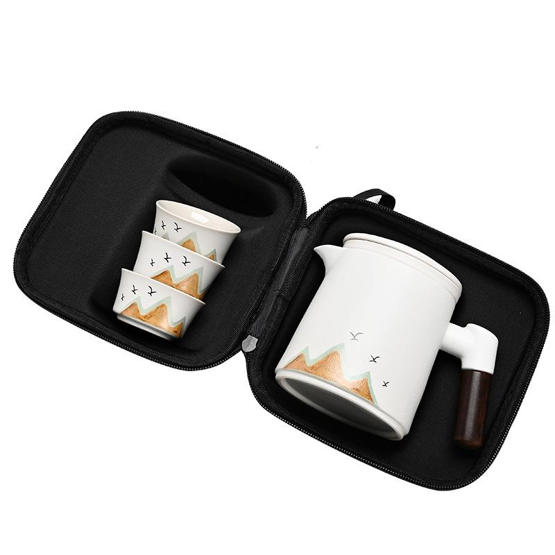 Tea Set Kuaike Cup Travel Portable Outdoor Ceramic Teapot with Lid Filter Company Gift