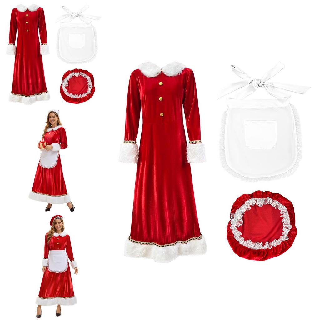 Christmas Santa Costume Dress For Adults With Polyester Fabric For Holiday Parties