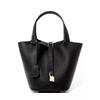 Leather vegetable basket women's bag bucket bag large-capacity handbag first layer cowhide leather women's bag