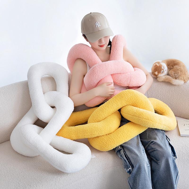 60-95Cm Creative Iron Chain Knot Pillow Stuffed Soft Sofa Cushion Nordic Style Home Plush Decoration Irregular Shaped Plush