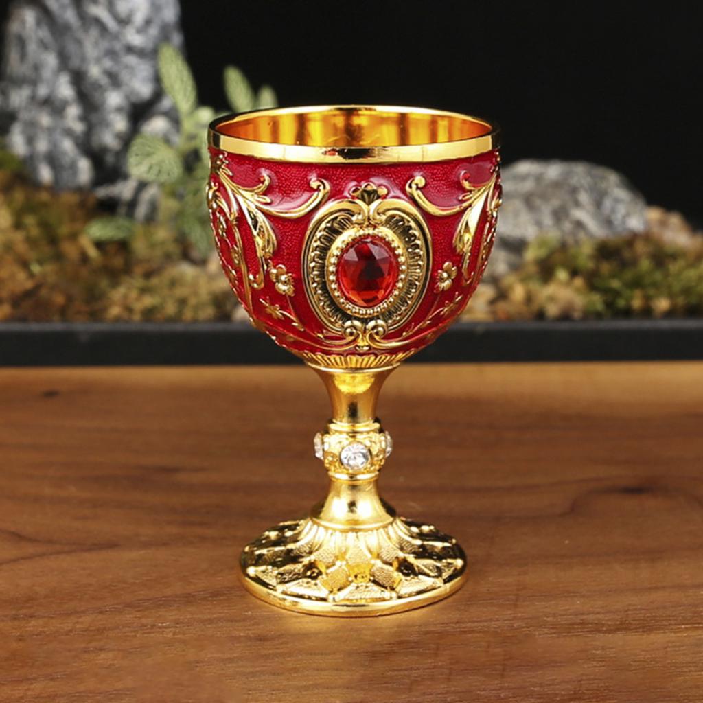 30ML Royal Vintage Alloy Wine Goblet Chalice Metal Embossed Durable Cup Elegant European Style for Party Home Decor Gift