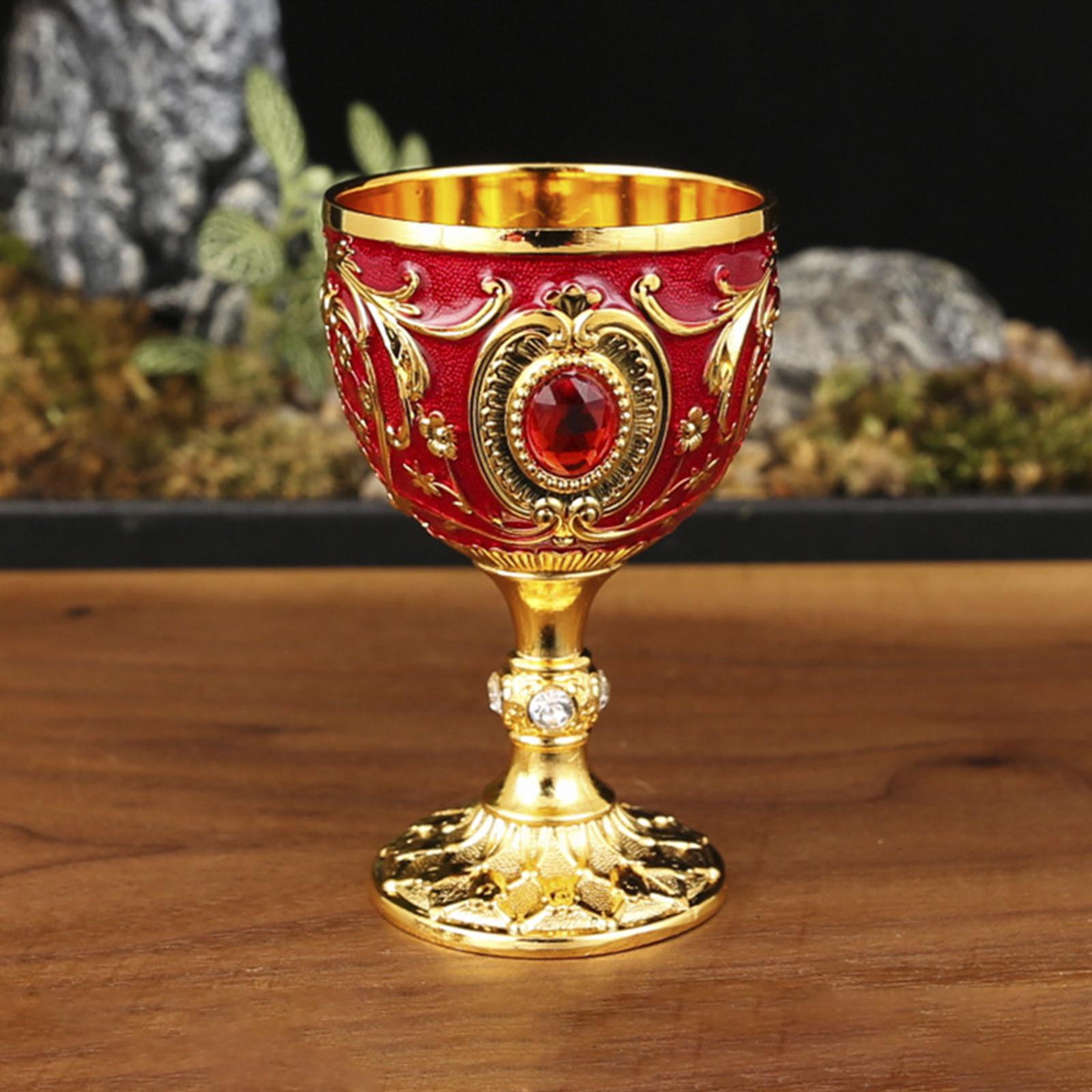 30ML Royal Vintage Alloy Wine Goblet Chalice Metal Embossed Durable Cup Elegant European Style for Party Home Decor Gift