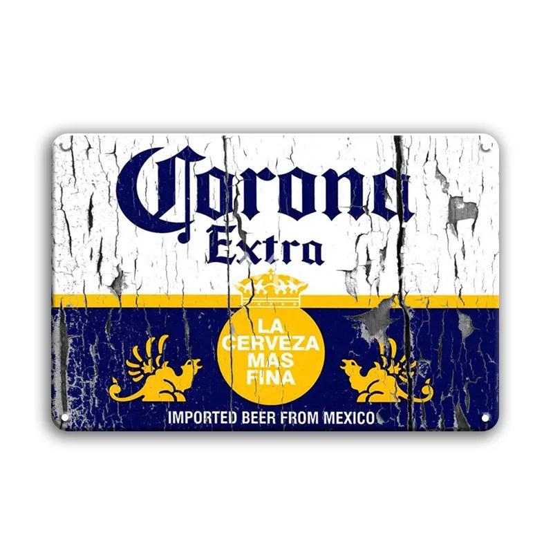 CORONA EXTRA Metal Tin Sign Vintage Beer Poster Decorative Plaques Retro Pub Bar Decor Plate Skull Metal Sign Wall Stickers