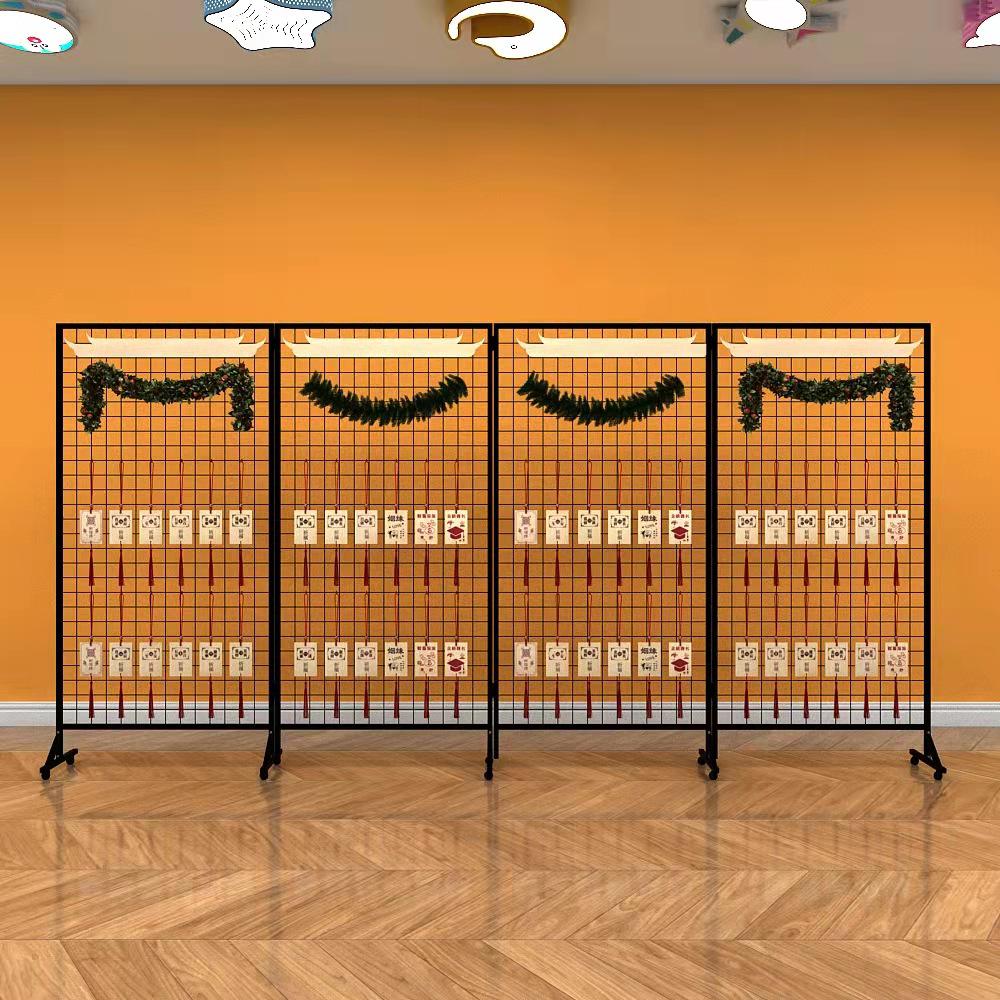 Iron Mesh Folding Display Stand for Art and Calligraphy Exhibitions