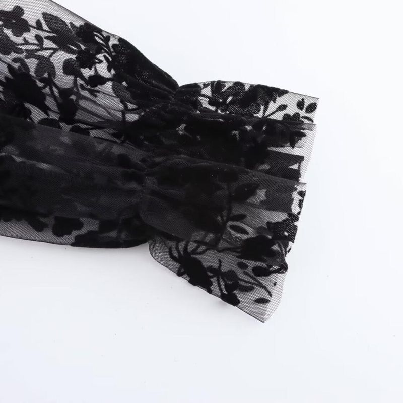 Kaslead New Arrival Women's Clothing Fashion Style Fashion Minimalist Elegant Flocking Perspective Shoelace Tops