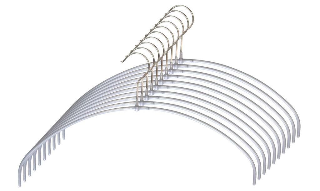 MAWA x Seiei Original Wäscheset mit 10 Stück Dünner Edelstahl-Kleiderbügel Ideal für Wäscheständer, Rund, Silber, (120153) - Haken, Typ, Rutschfest