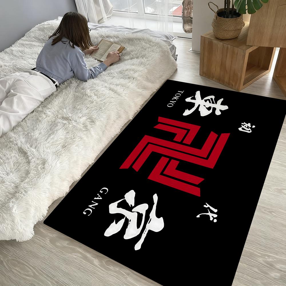 Classic Anime T-Tokyo R-Revengers Floor Mat Soft Thickened Absorbent Non-Slip Bedroom Living Room Door Mat Home Flannel Rugs