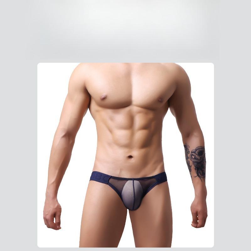 Men'S Underwear Sexy U Convex Pouch Lingerie Underpants Tight Low Rise Briefs Mesh Transparent Jockstrap High Elastic Panties