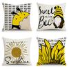 New Sunflower Printed Pillowcase Cartoon Bee Linen Home Cushion Cover Nordic Sofa Pillowcase