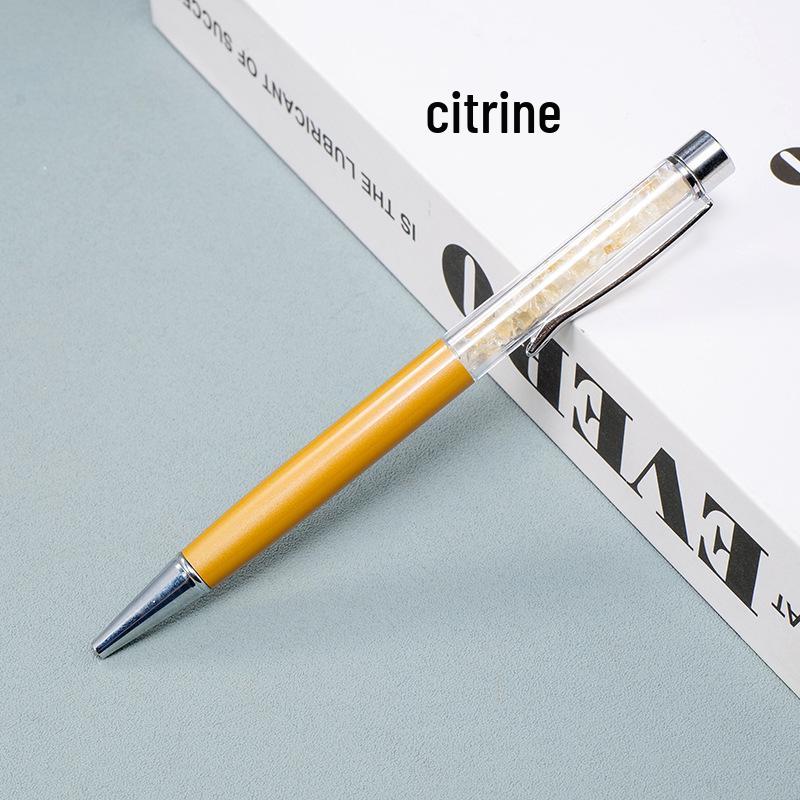 Kuličkové pero z přírodního křišťálového kamene: Energií nabité kroucené kovové pero, kancelářský dárek