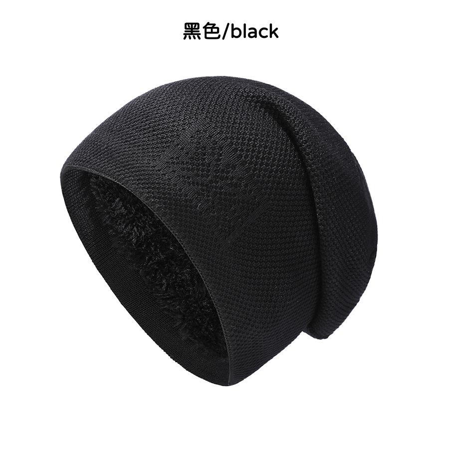 

Утолщенная флисовая теплая вязаная шапка, простая трендовая осенне-зимняя шапка-пуловер, теплая защита ушей, унисекс M（56-58cm）