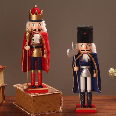 38cm Wooden Nutcracker Soldier Puppet - Creative Cartoon Character Home Decoration Ornament, Christmas Gift