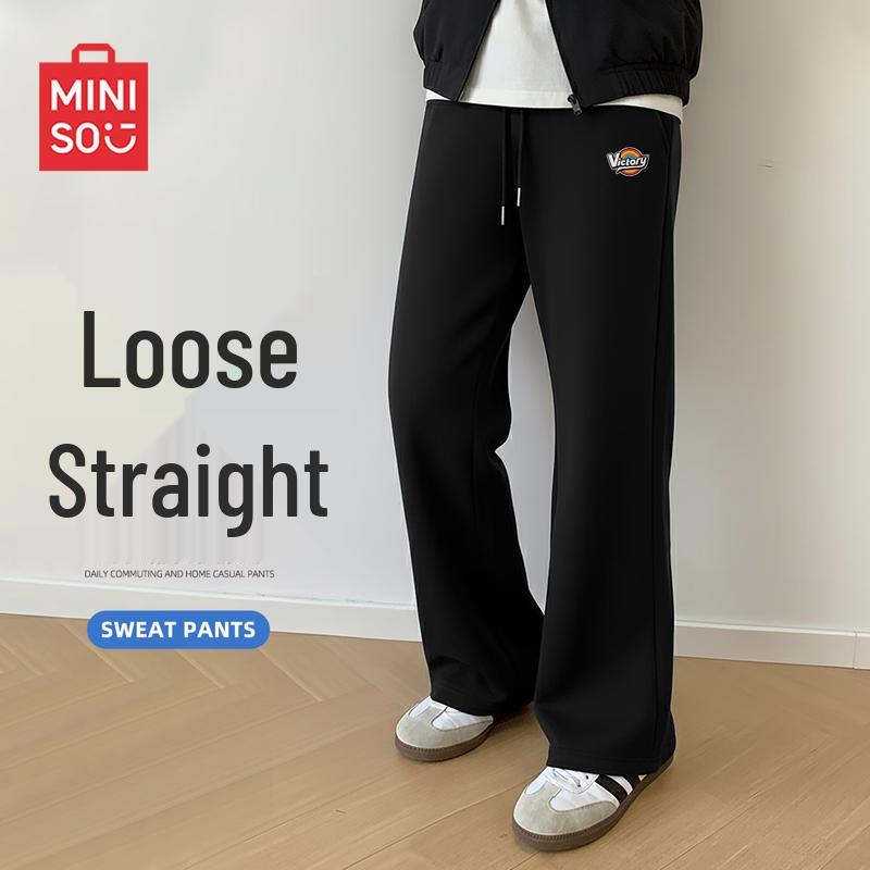 MINISO Men s Fleece-Lined Loose Fit Straight Leg Sweatpants XL