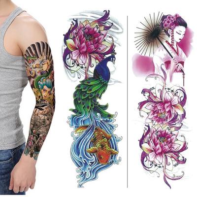 Bloem Arm Tattoo Sticker Waterdicht Mannen En Vrouwen Sticker Volledige Arm Waterdichte Tattoo Sticker Ukiyo-E Schildering Geisha Simulatie Groot Afbeelding Sticker